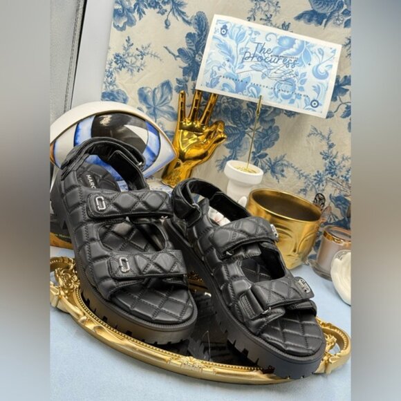 🆕 MARC JACOBS 🧿 NWOB The Quilted Sunny Leather Dad Sandals, Sz 40 US 10 - Picture 3 of 15